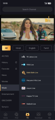 FlixFox content library showing Bollywood, South Indian and regional dubbed movies